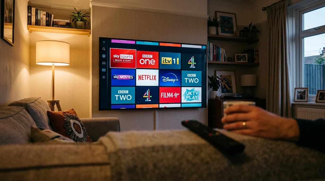 UK IPTV channels including Sky Sports, BBC, ITV and 45,000+ live channels on any device